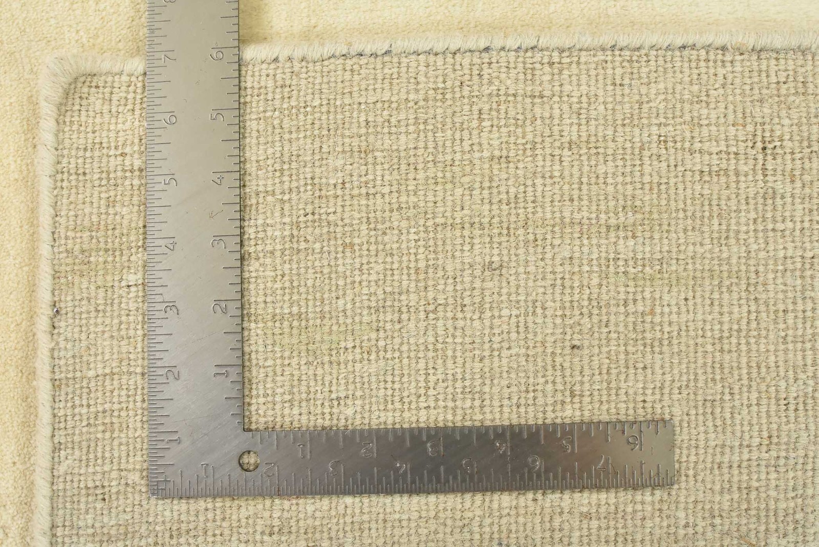 Solid Ivory Rug 6’1” x 9’1” Wool Contemporary Hand-Knotted Carpet