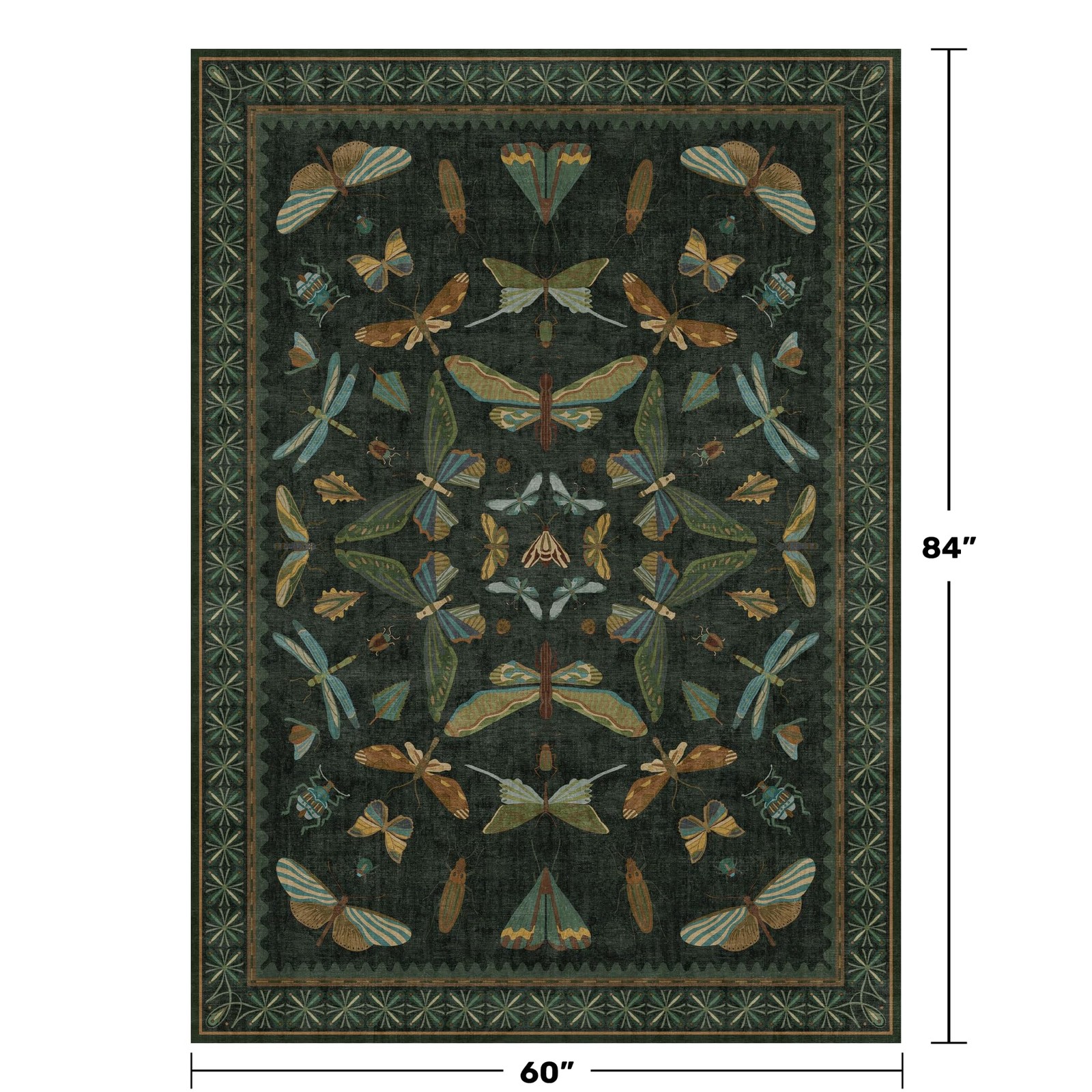 Best Dark Green Area Rugs 5×7 for Living Room – Fairy Fantasy Moss Dining Table