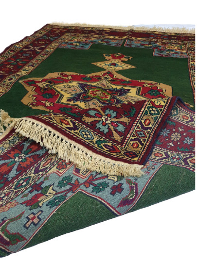 HandKnotted Green Red 6×4 Afghani Nokar 221 KPSI Rug 85% Wool 15% Silk on Cotton