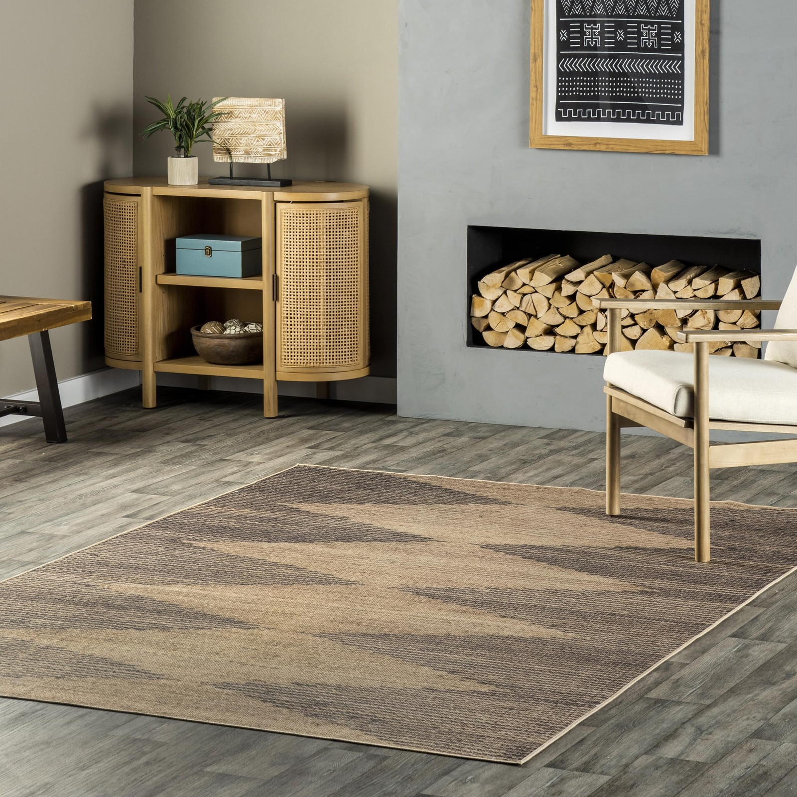 Nuloom Dori Natural/Grey 3 X 5 Geometric Recycled Polyester Soft And Textured