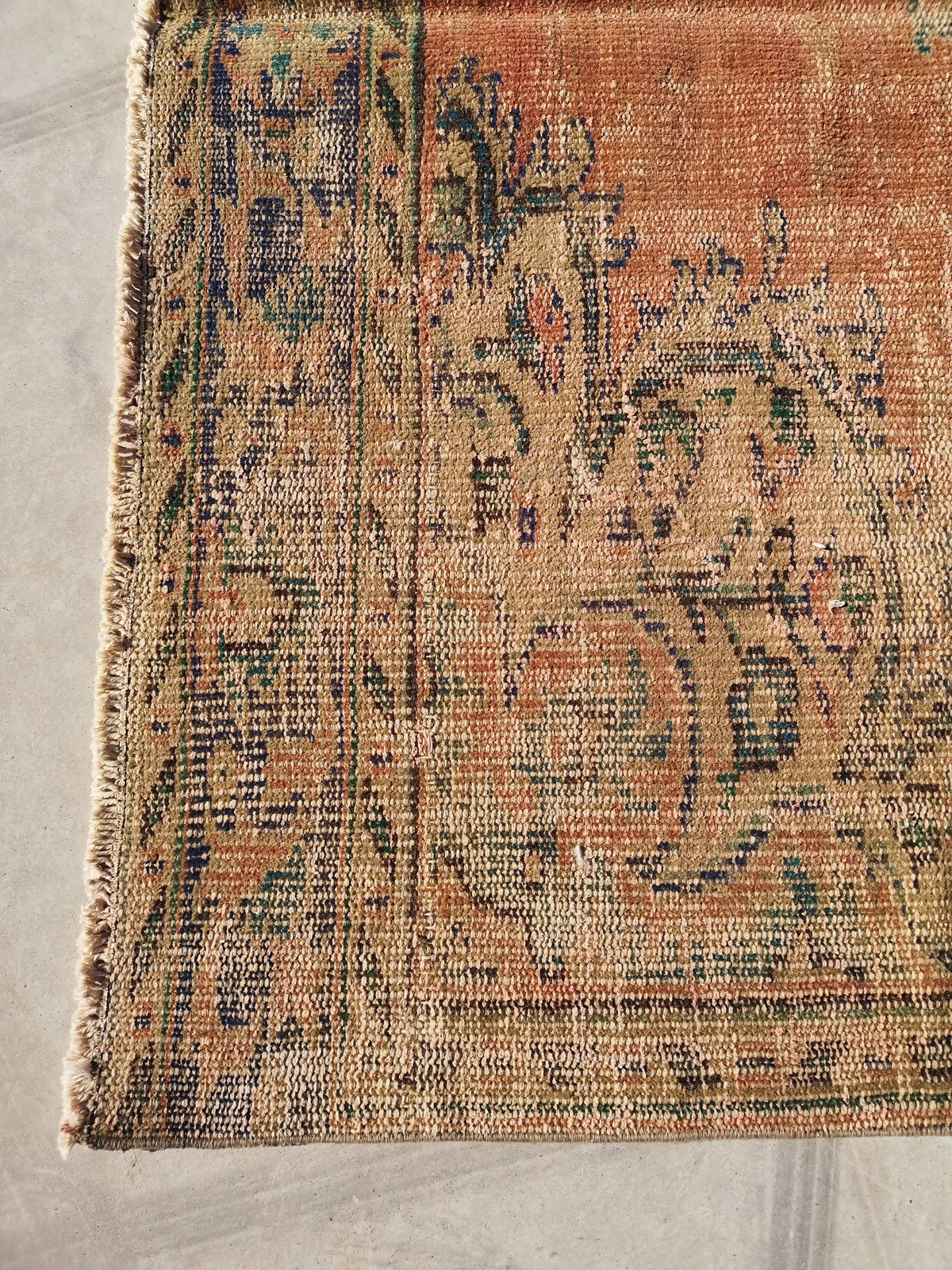 Vintage Turkish Oushak Rug, 4.9 x 9.4 ft, Handwoven Anatolian Orange Decor