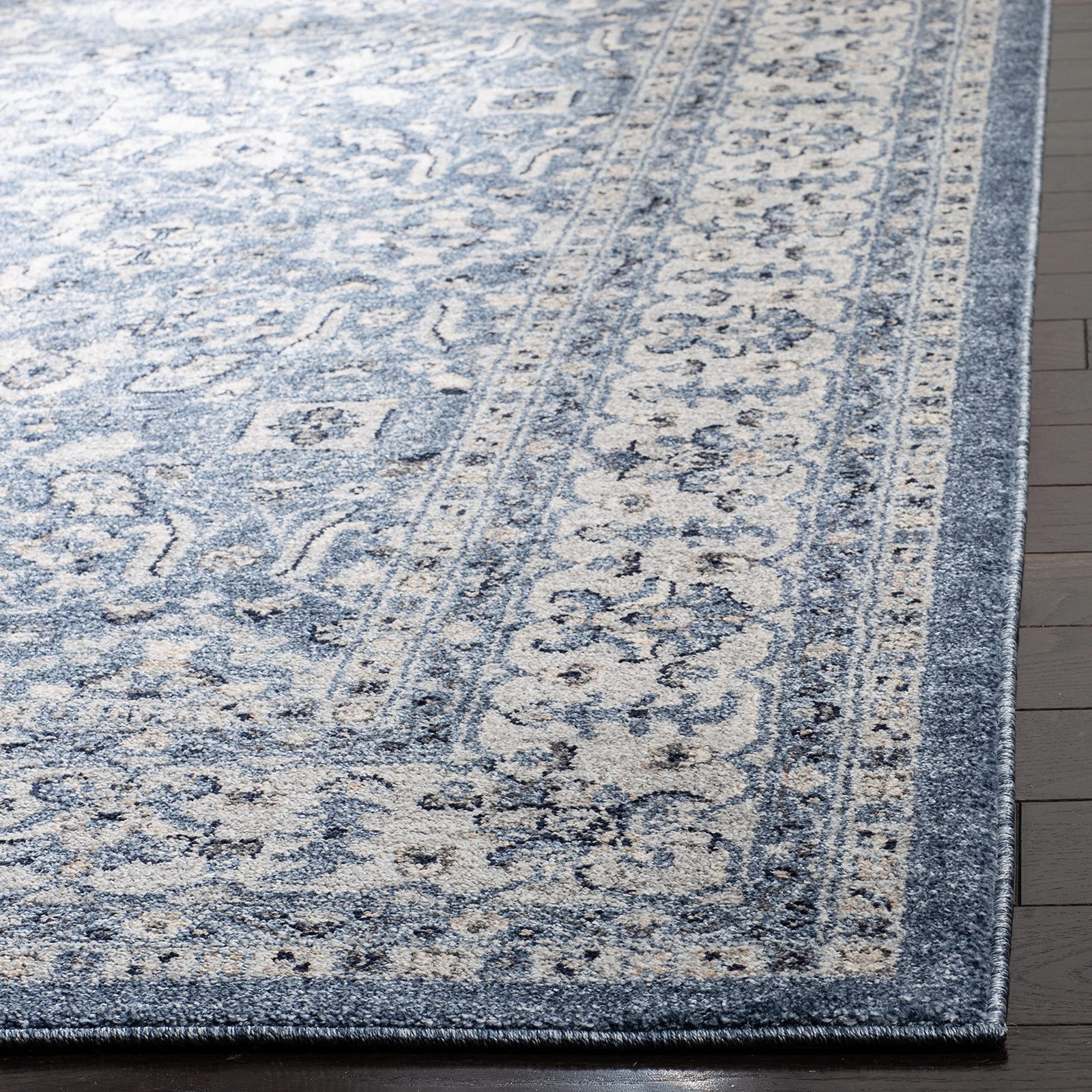 Charleston Collection Runner Rug – 2′ x 8′, Navy & Creme, Oriental Distressed…