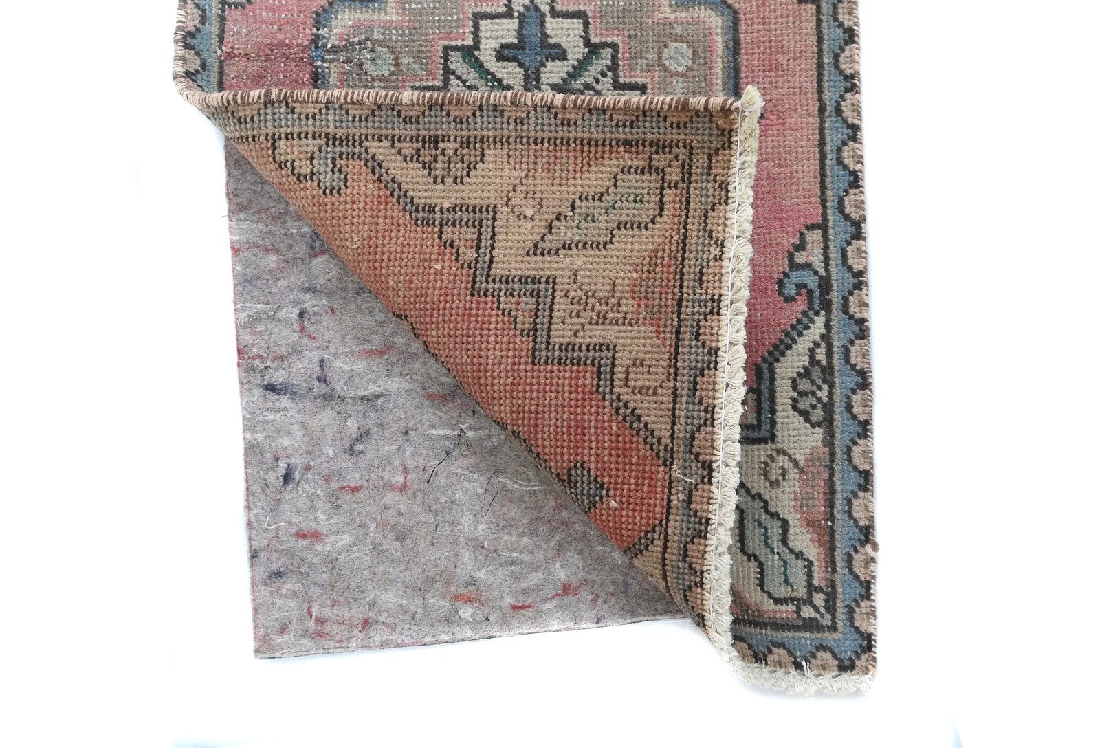 1’7X2’7 ft Semi-Antique Distressed Oriental Rug Muted Red Floral Design Carpet