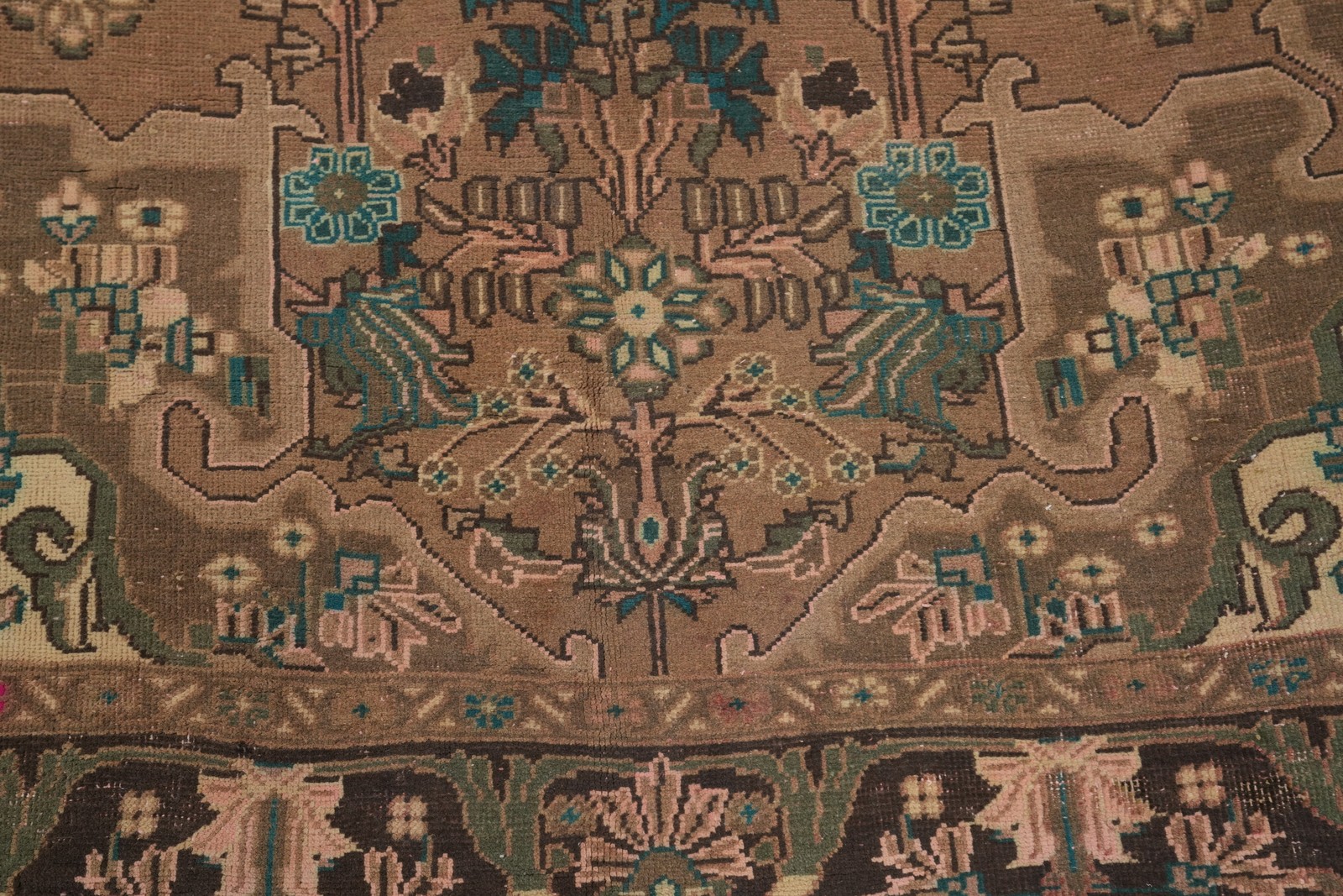 Vintage Geometric Traditional Area Rug 5×9 Hand-knotted Wool Brown for Any Room