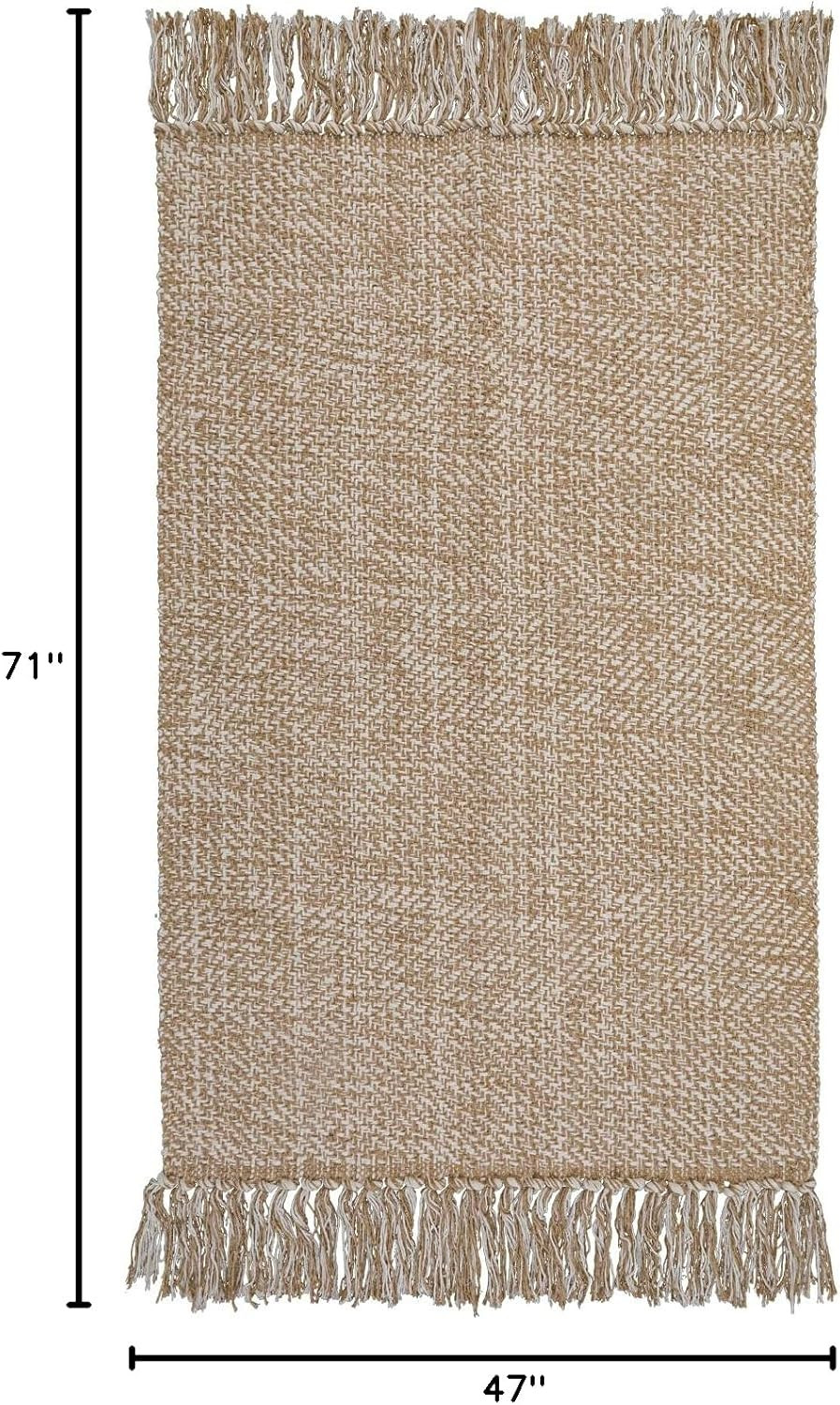 Tan/Cream 4′ x 6′ Comfy Woven Cotton Area Rug with Tassels for Any Room