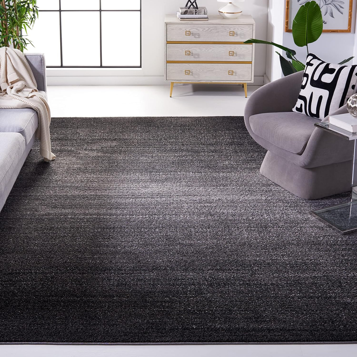 Adirondack 9′ x 12′ Area Rug – Modern Dark & Light Grey, Easy Care, Non-Shedding