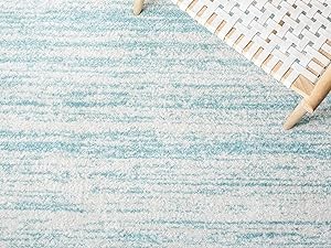 Area Rug 8×10 – Adirondack Collection – Large – Light Blue & Dark Blue, Modern