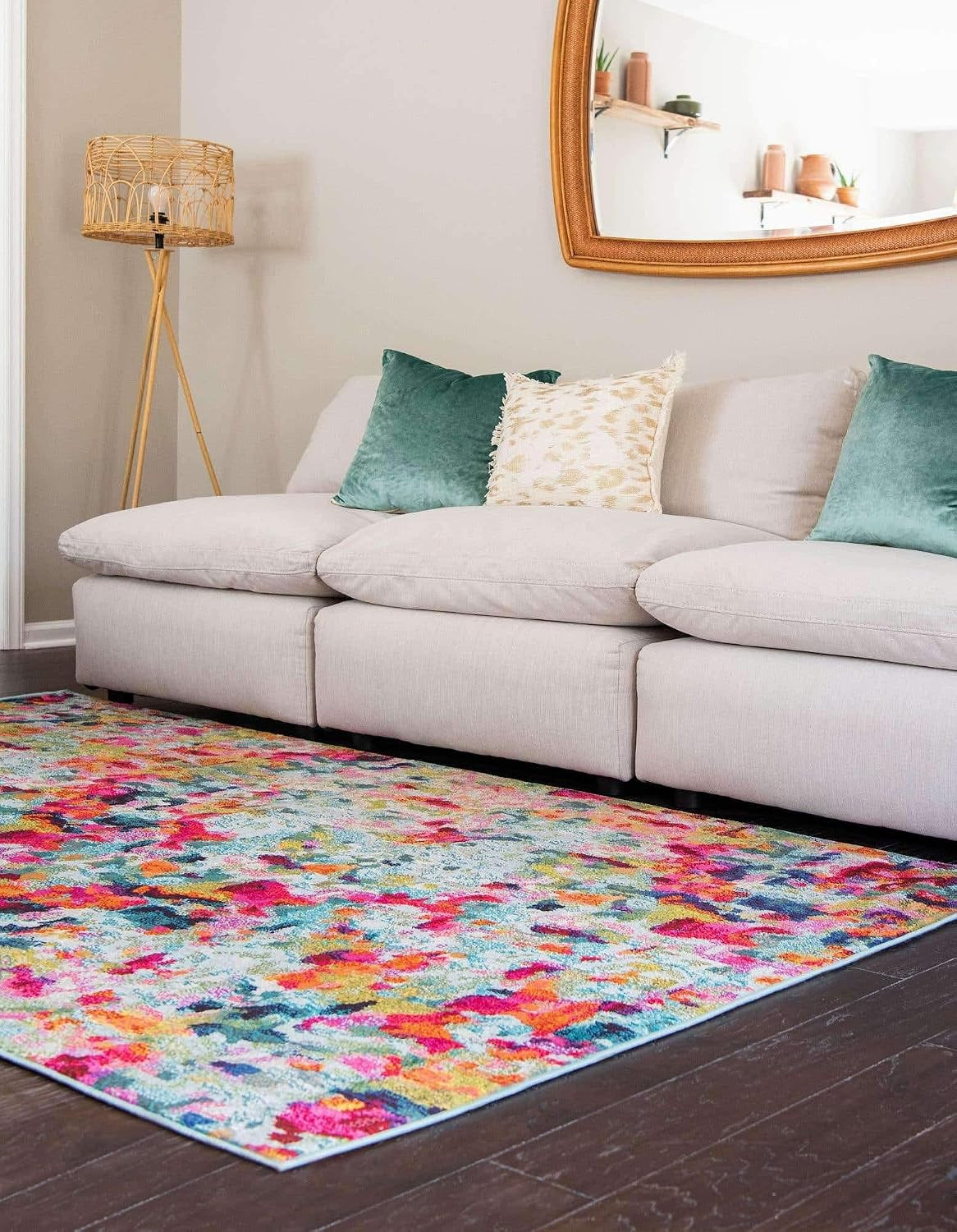 Chromatic Collection Area Rug – Champagne (4′ 1″ X 6′ 1″ Rectangle, Multi/ Blue)