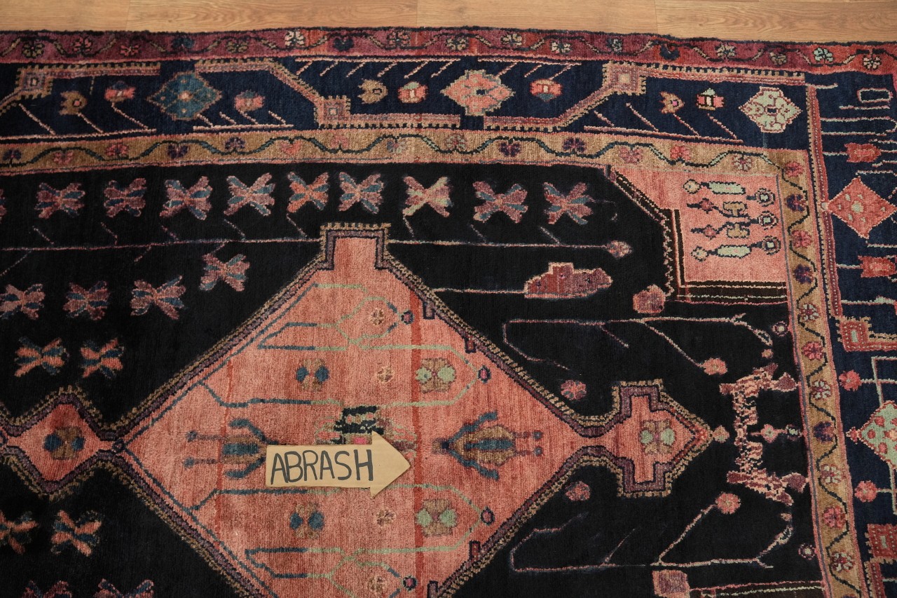 5×9 Hand-Knotted Wool Medallion Coral & Black Are Rug