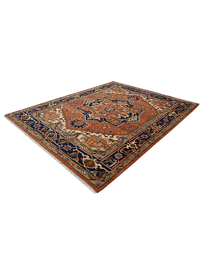 Multi Size Hand Knotted Heriz Serapi Rust Premium Indian Living Room Area Rug