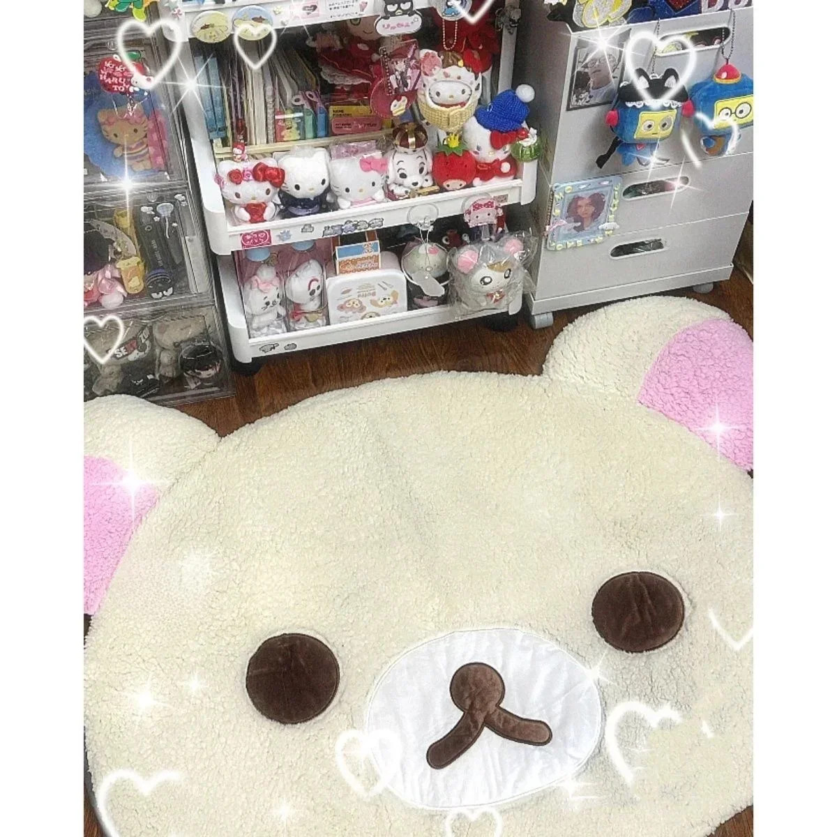 Cartoon Little Bear Plush Rug Anti-Slip Bedroom Bedside Carpet Living Room Child