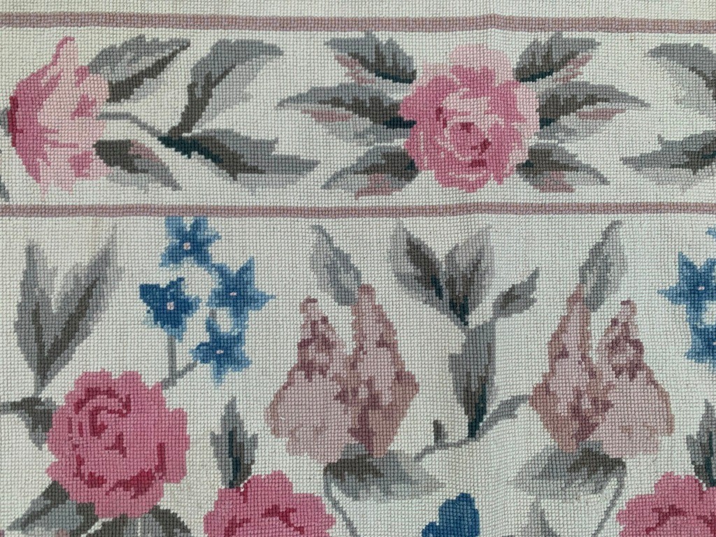Vintage French Aubusson Rug Needlepoint Chain stitch Rug 4×6 ft Free Ship