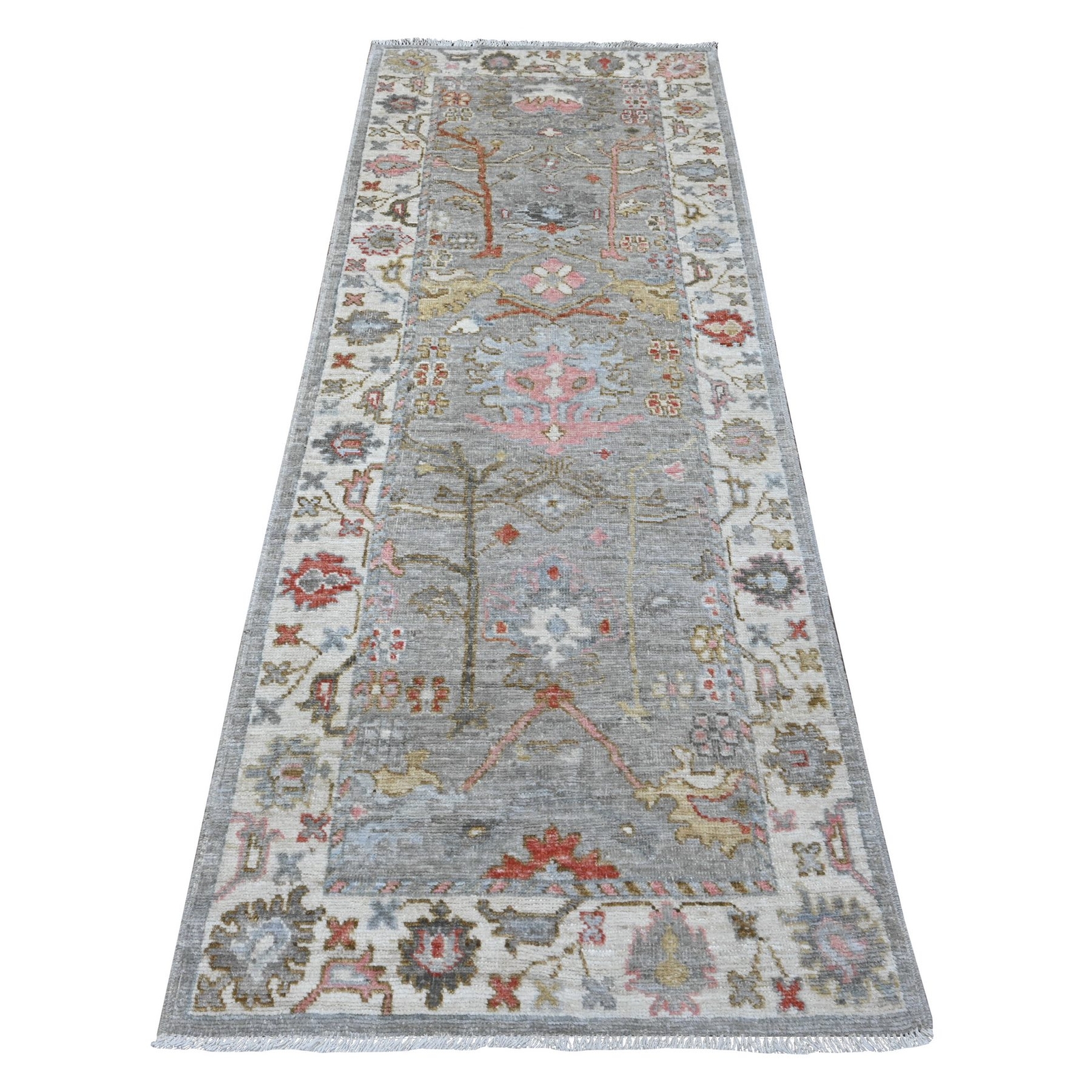 3’x8′ Spanish Gray Hand Knotted Angora Oushak Afghan Runner Oriental Rug R89460