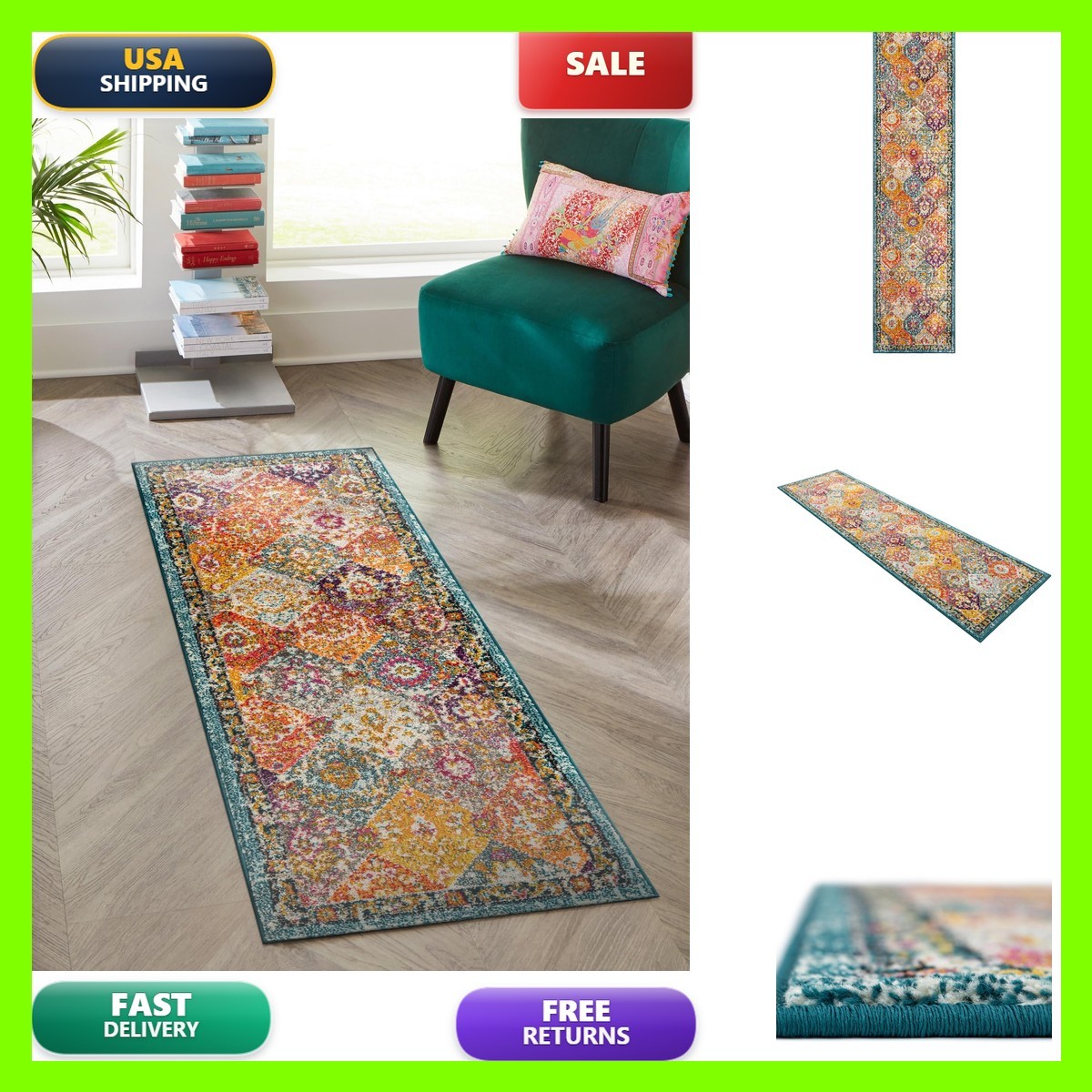 Unique Loom Penrose Collection Area Rug – 2 7 X 12 Runner Multi/Blue 3185380