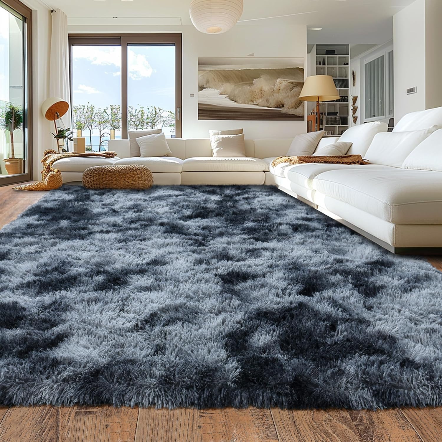 Soft Shag 8×10 Area Rug – Non-Slip Plush Carpet for Living Room & Bedroom