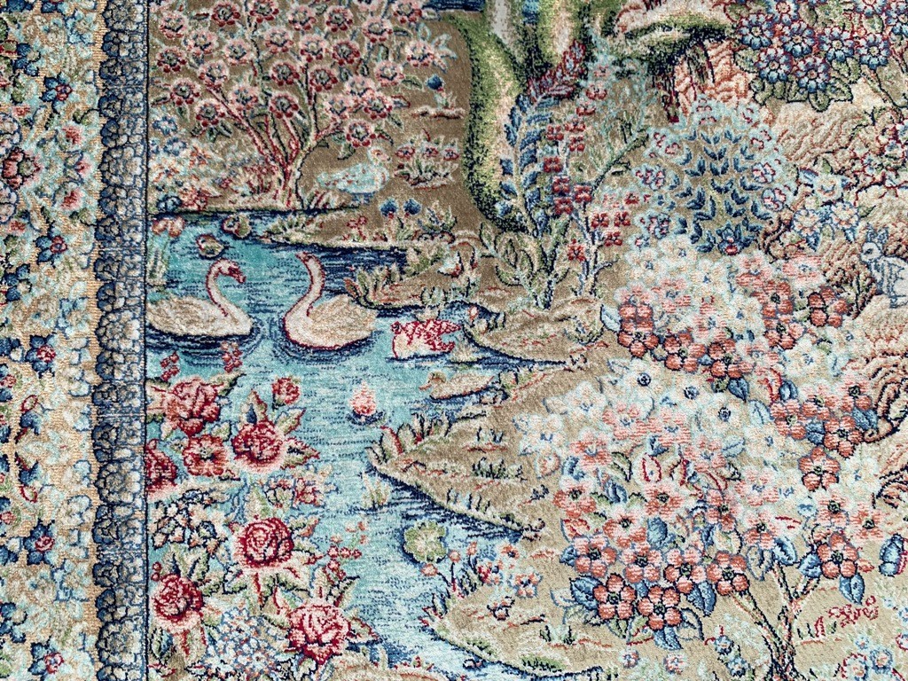 2×3 ft Luxury Silky Rug Traditional Wall Hanging Rug Pictorial Silk Tapestry Rug
