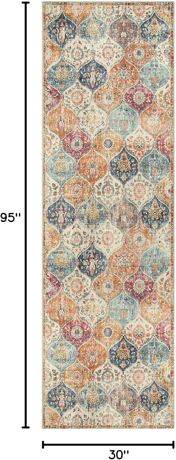 Ultra-Thin Moroccan Runner Rug 2’5”x8′ – Machine Washable, Vintage Style