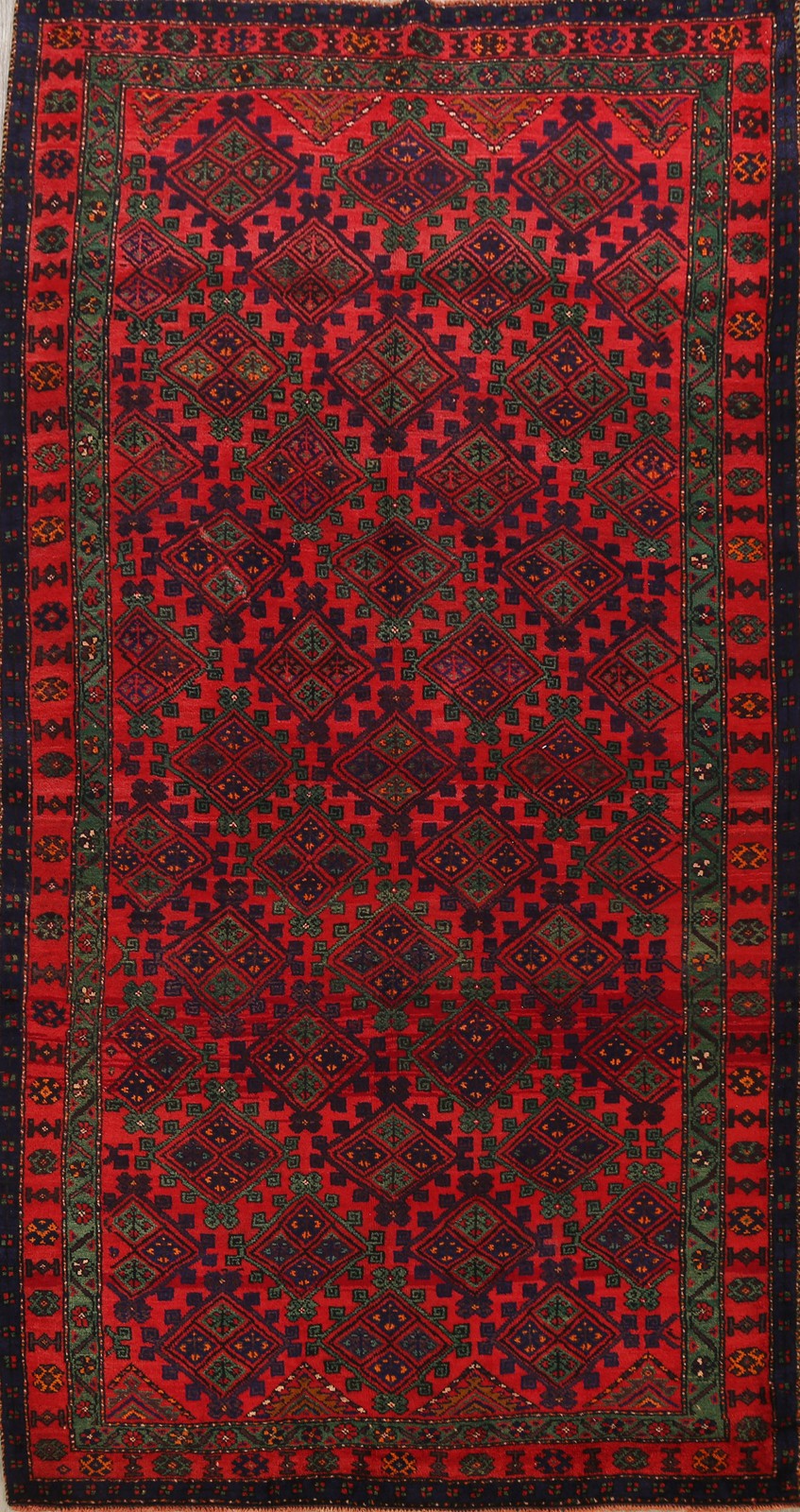 Geometric Orange Living Room Rug 6×10 Tribal Traditional Hand-made Wool Carpet