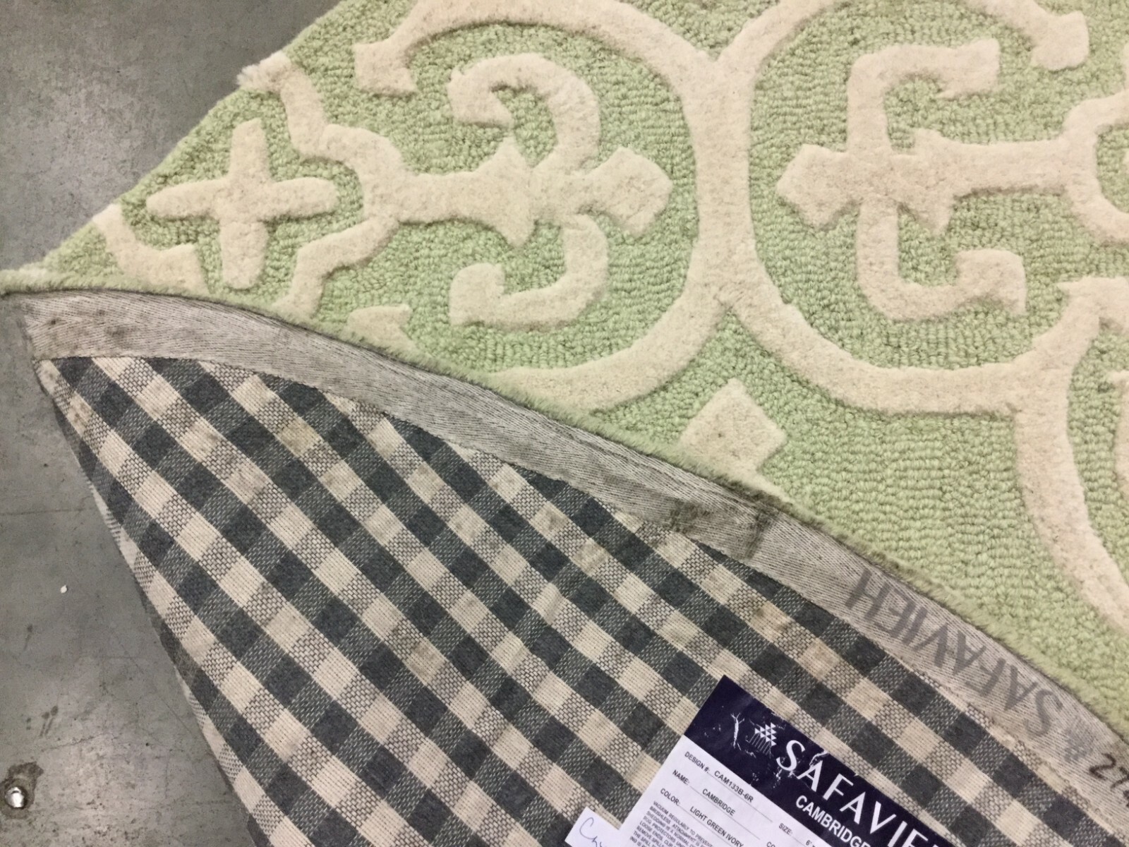 GREEN / IVORY 6′ X 6′ Round Back Stain Rug, Reduced Price 1172641772 CAM133B-6R