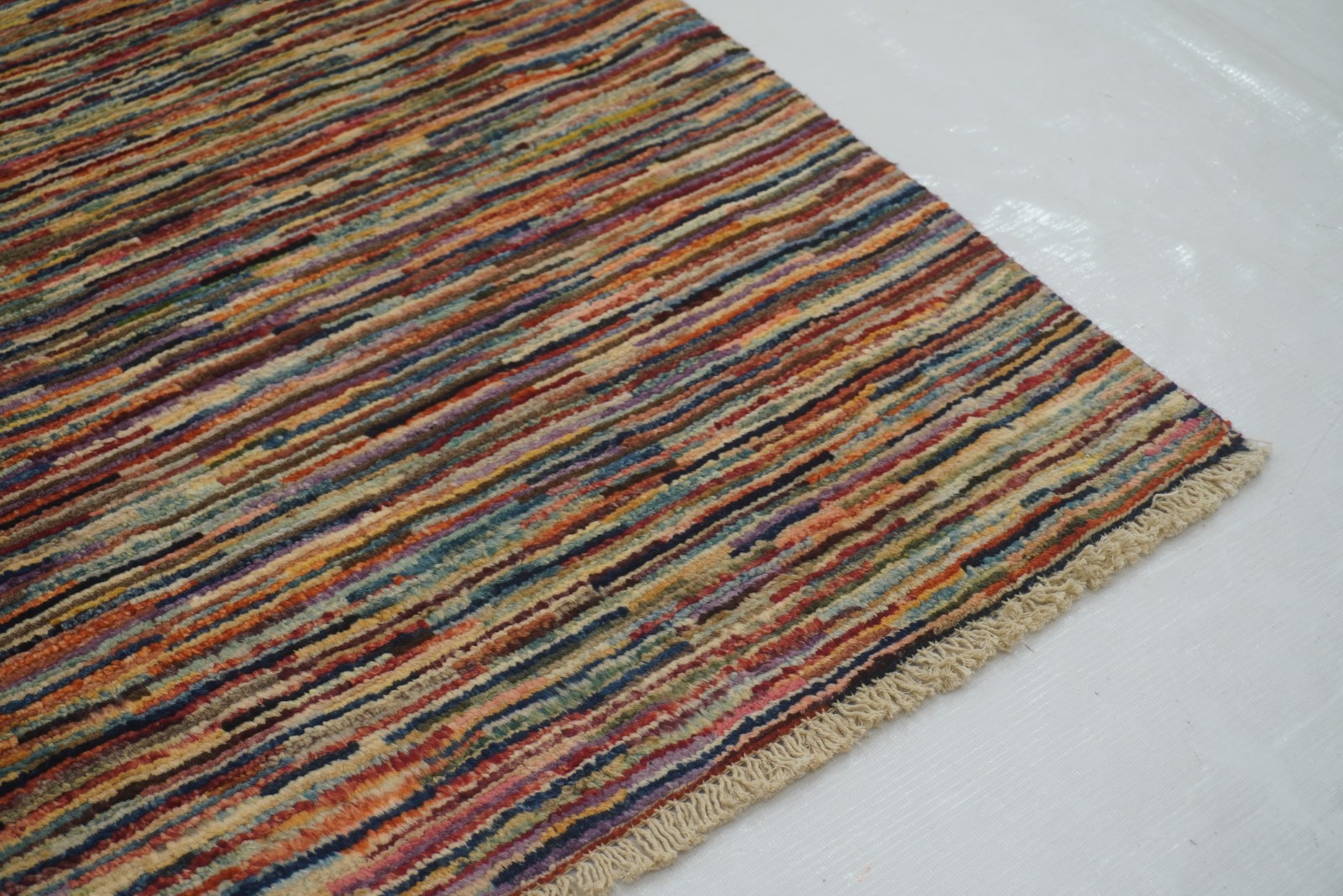 3×5 ft Multicolor Striped Gabbeh Afghan Hand Knotted Rug