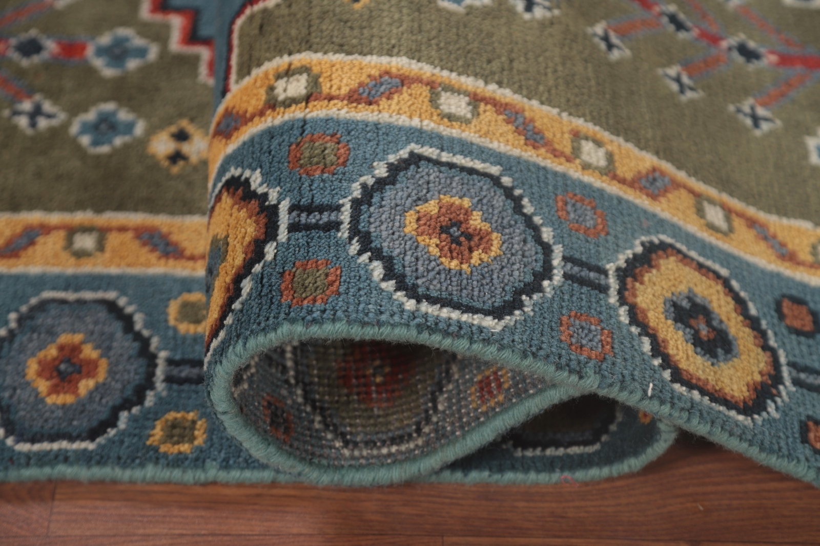 Vibrant Kazak Room Size Rug Handmade Tradition Geometric Patterns Wool 4×6 ft