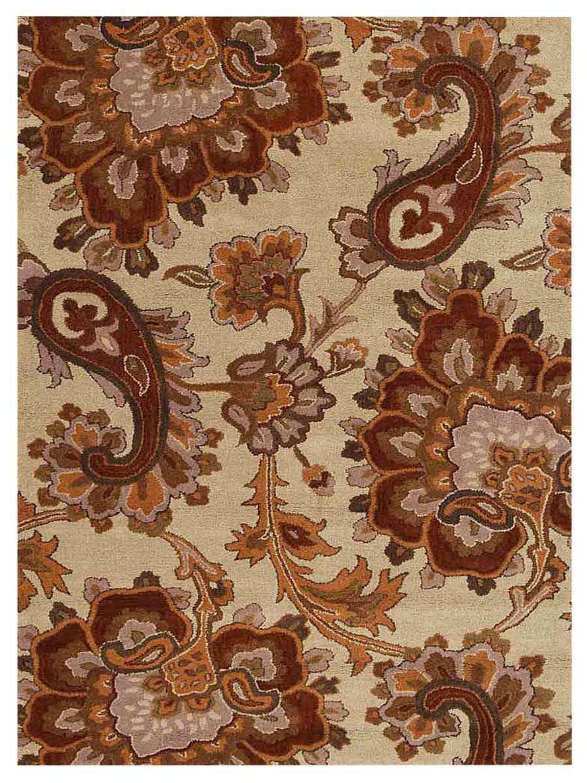 Eco-Friendly Hand Tufted Wool Area Rug Floral Beige BBH Homes BBK00151