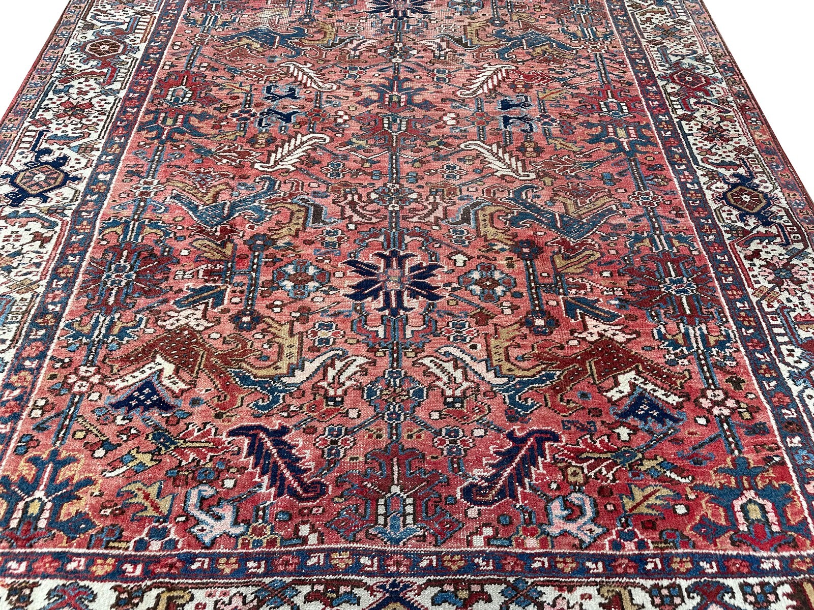 8×11 Antique Traditional Geometric Handmade Rose Wool Area Rug Classic Design