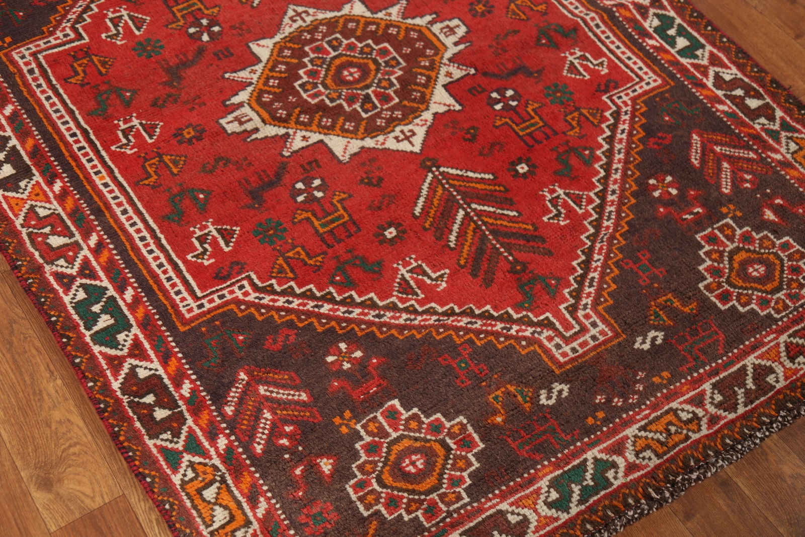 Tribal Hand-knotted Wool Geometric Vintage Rug 4×5 Traditional Nomad Carpet