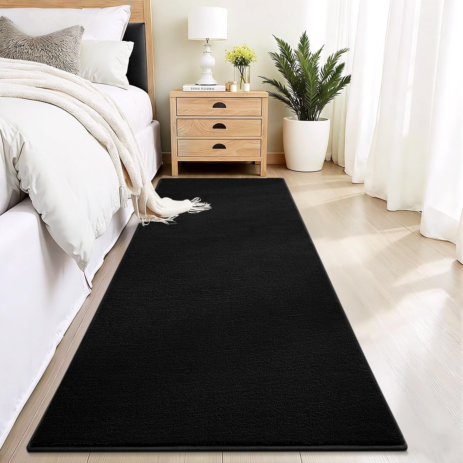 Black Hallway Runner Rug,2×6 Feet Non Slip Runners,Indoor Thickened Memory Fo…