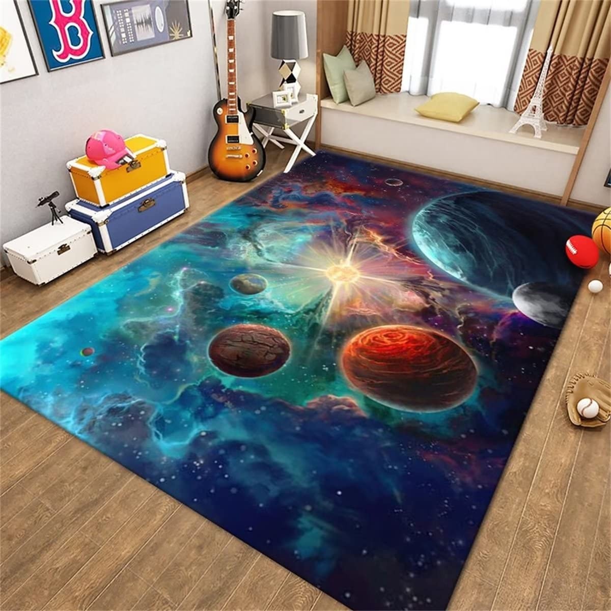 Large Washable Rugs for Boys Room Outer Space Planet Print Floor Carpets for …