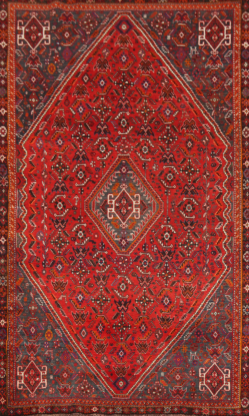 Vintage Geometric Nomadic Area Rug Wool Hand-knotted Dining Room Carpet 5×9