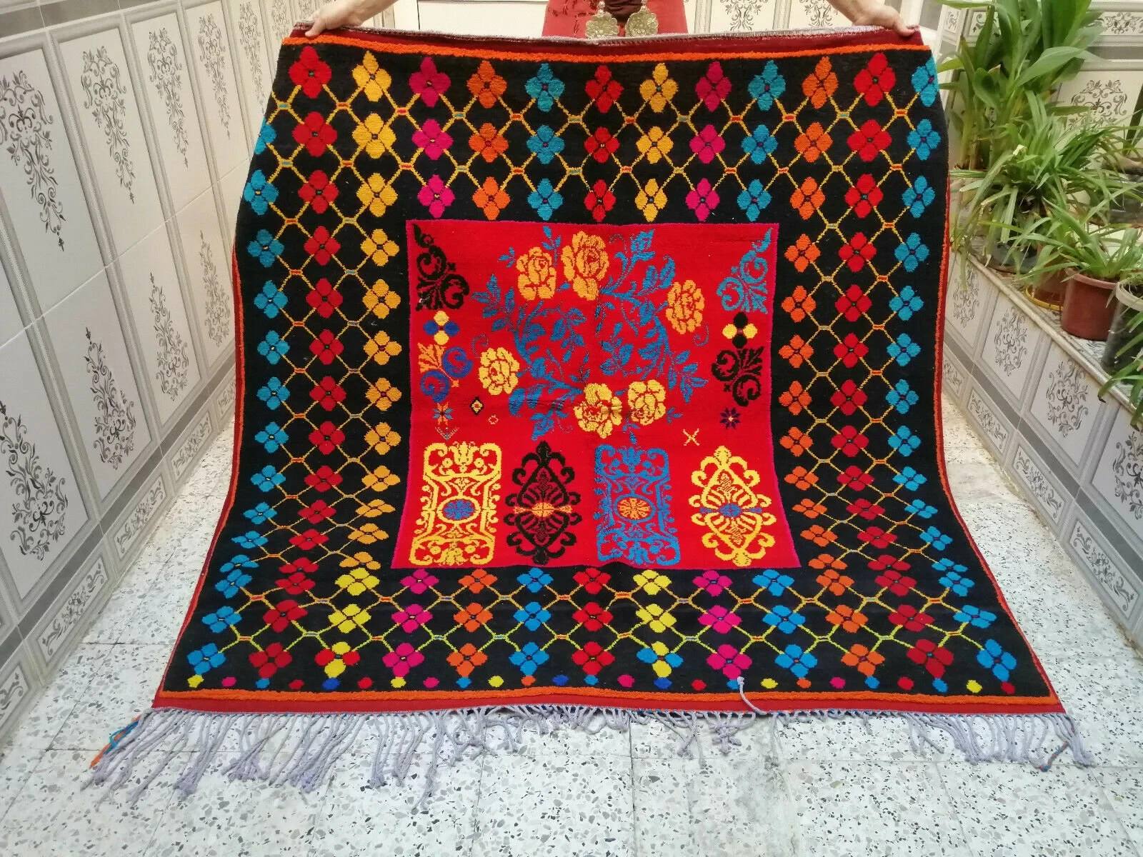Handmade Moroccan Berber Wool Rug – Authentic Azilal/Algerian Area Rug – Dining