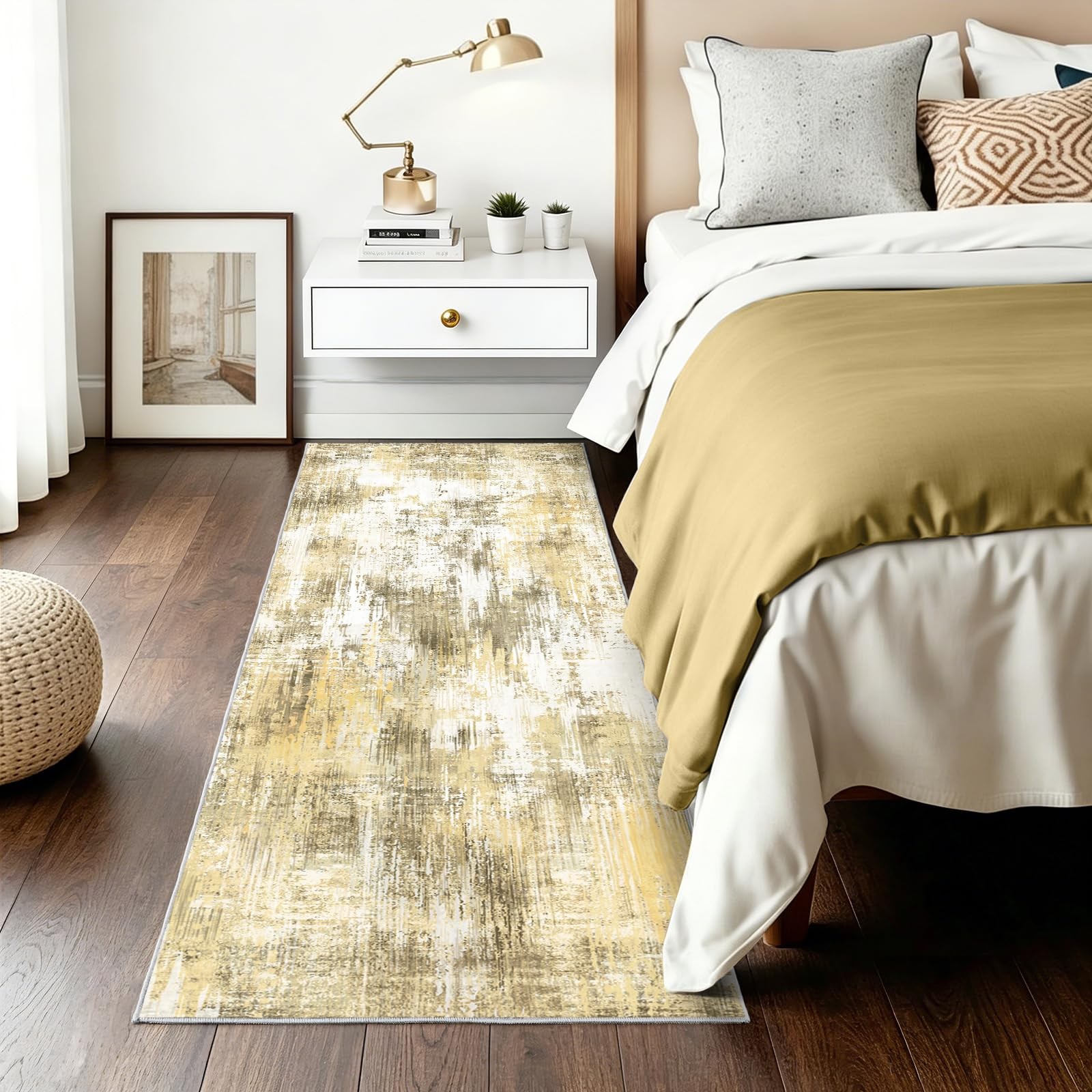 2x6Ft Living Room Runner Rugs Non-Slip Modern Abstract Runner Rug Washable Ru…