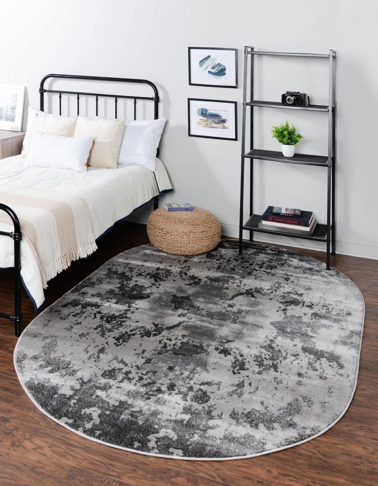 Unique Loom Metro Collection Area Rug 4 1 X 6 1 Oval Light Gray/ Gray 3158308
