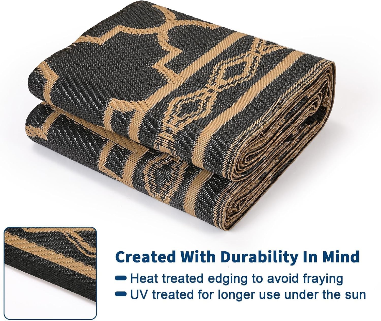 Outdoor Rug Waterproof 8 x 10 ft Reversible Foldable Patio Camping RV Porch Mat
