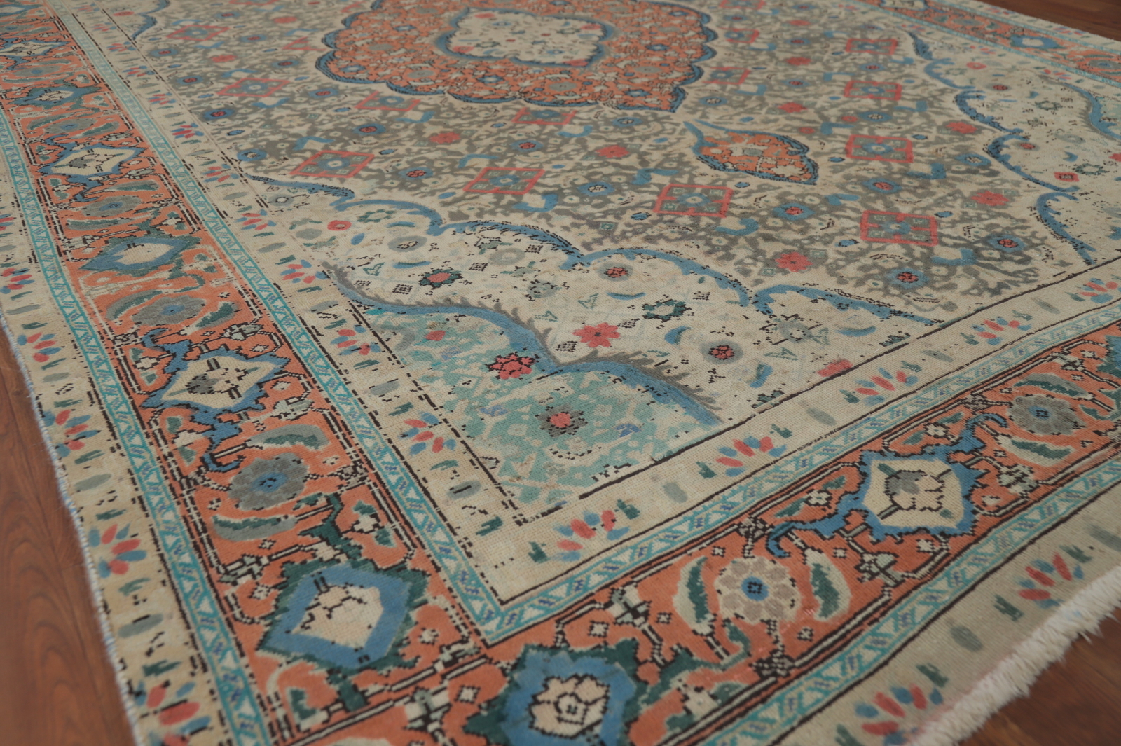 Traditional Wool Beige/ Rust Medallion Hand-knotted Living Room Area Rug 6×9