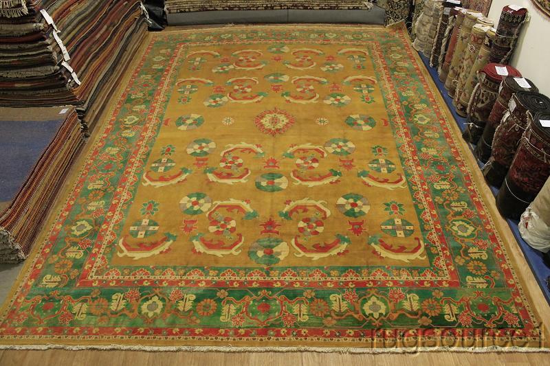 Gold/ Green Wool Heriz Palace Size Hand-made Dining Room Rug Area Carpet 13×18