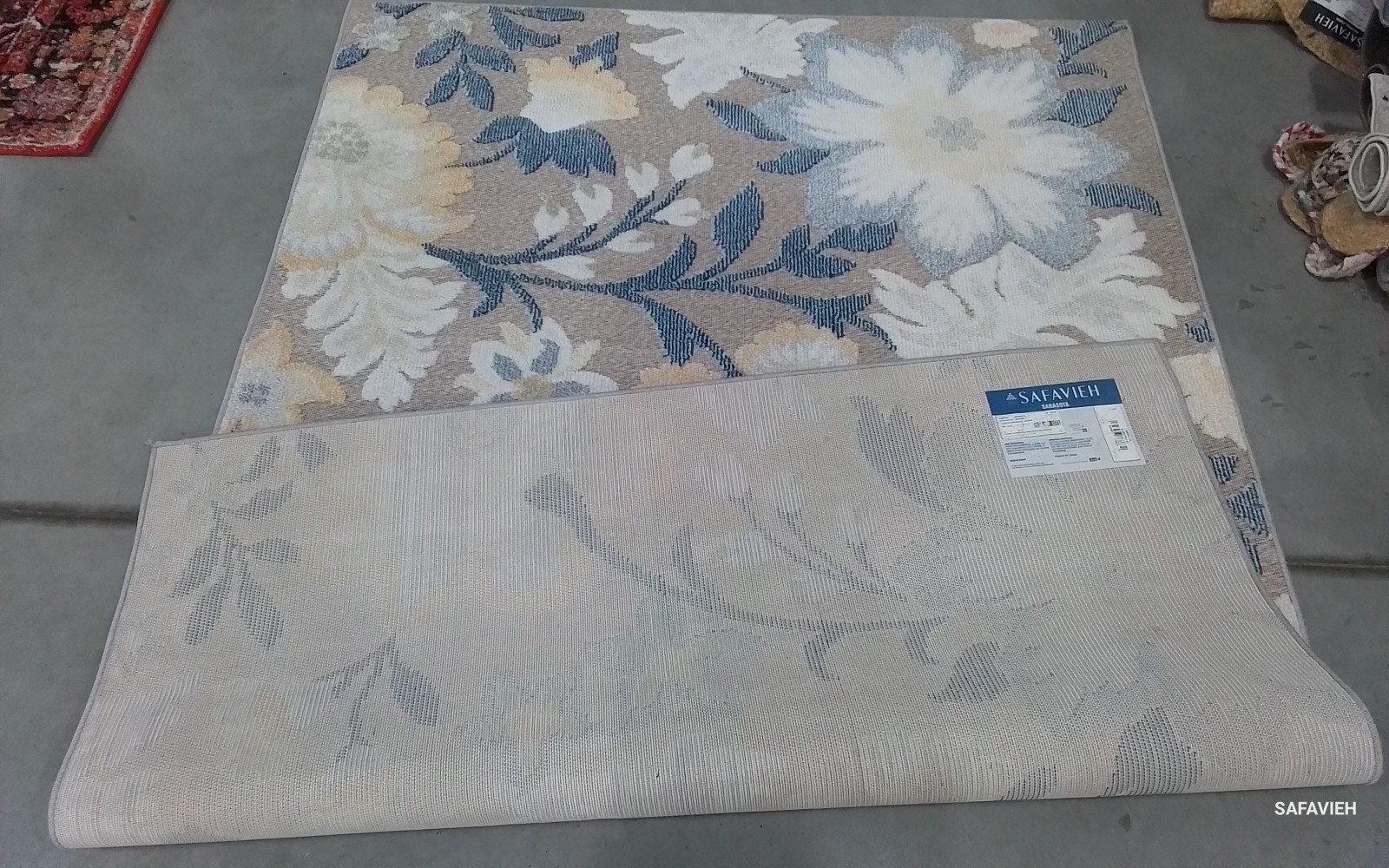 NAVY / BROWN 5′-3″ x 7′-7″ Back Stain Rug, Reduced Price 1172780456 SAR108J-5