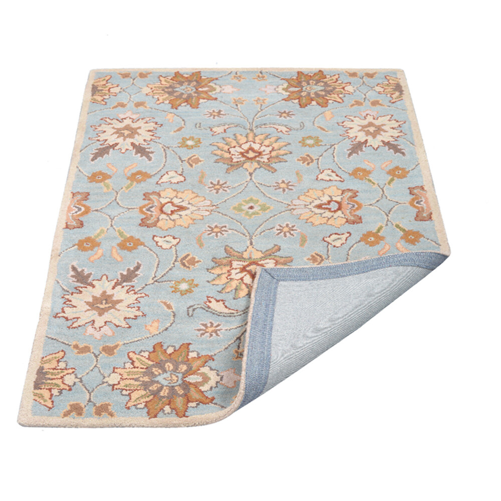 Eco-Friendly Hand Tufted Wool Area Rug Oriental Light Blue BBH Homes BBK00660
