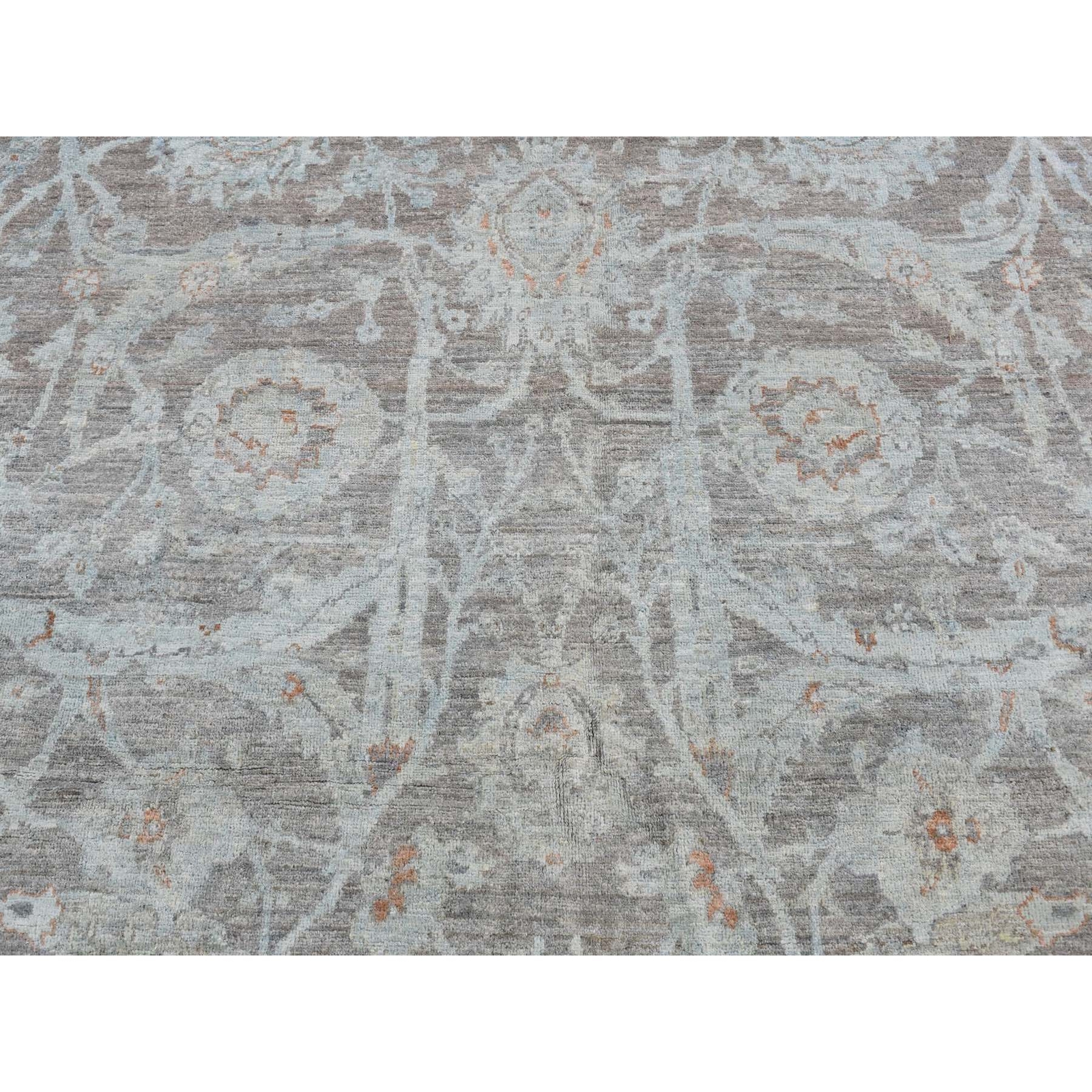 5’9″ x 9′ Arctic Blue Silver Wash Peshawar Hand Knotted Pure Wool Rug R80917