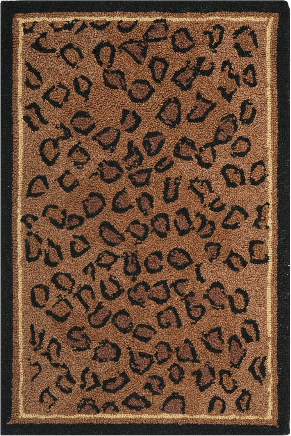 Chelsea Collection Accent Rug – 1’8″ X 2’6″, Black & Brown, Hand-Hooked Wool, Le