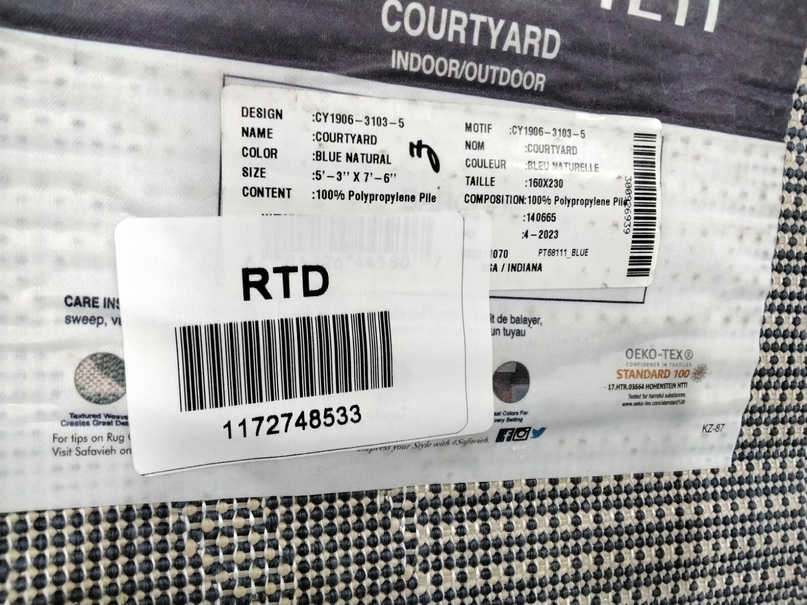 BLUE / NATURAL 5′-3″ X 7′-7″ Cut on Rug, Reduced Price 1172748533 CY1906-3103-5