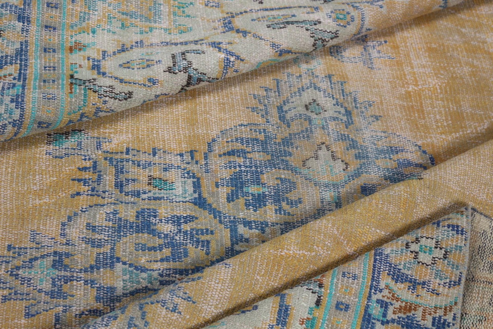5,9×8,9 ft Rug, Turkish Rug, Vintage Yellow Wool Floral Rug