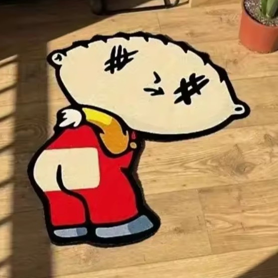 Cartoon Novelty Area Rug Anti-Slip Flannel Sponge Floor Mat 15.75×15.75in