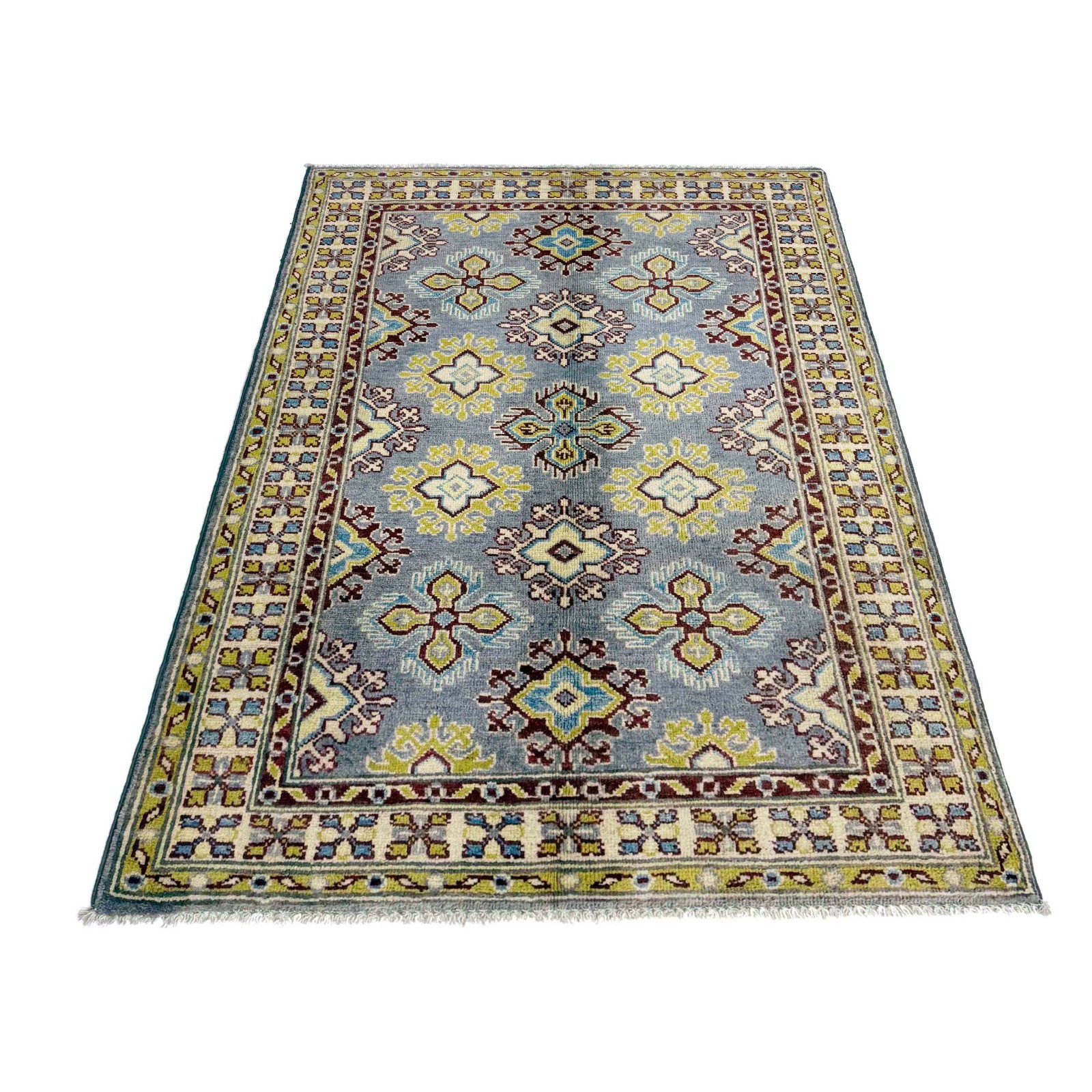 Kazak Oriental Rug 3’5×5’0 Ft, Handmade Light Blue Small Traditional Rug, R37650