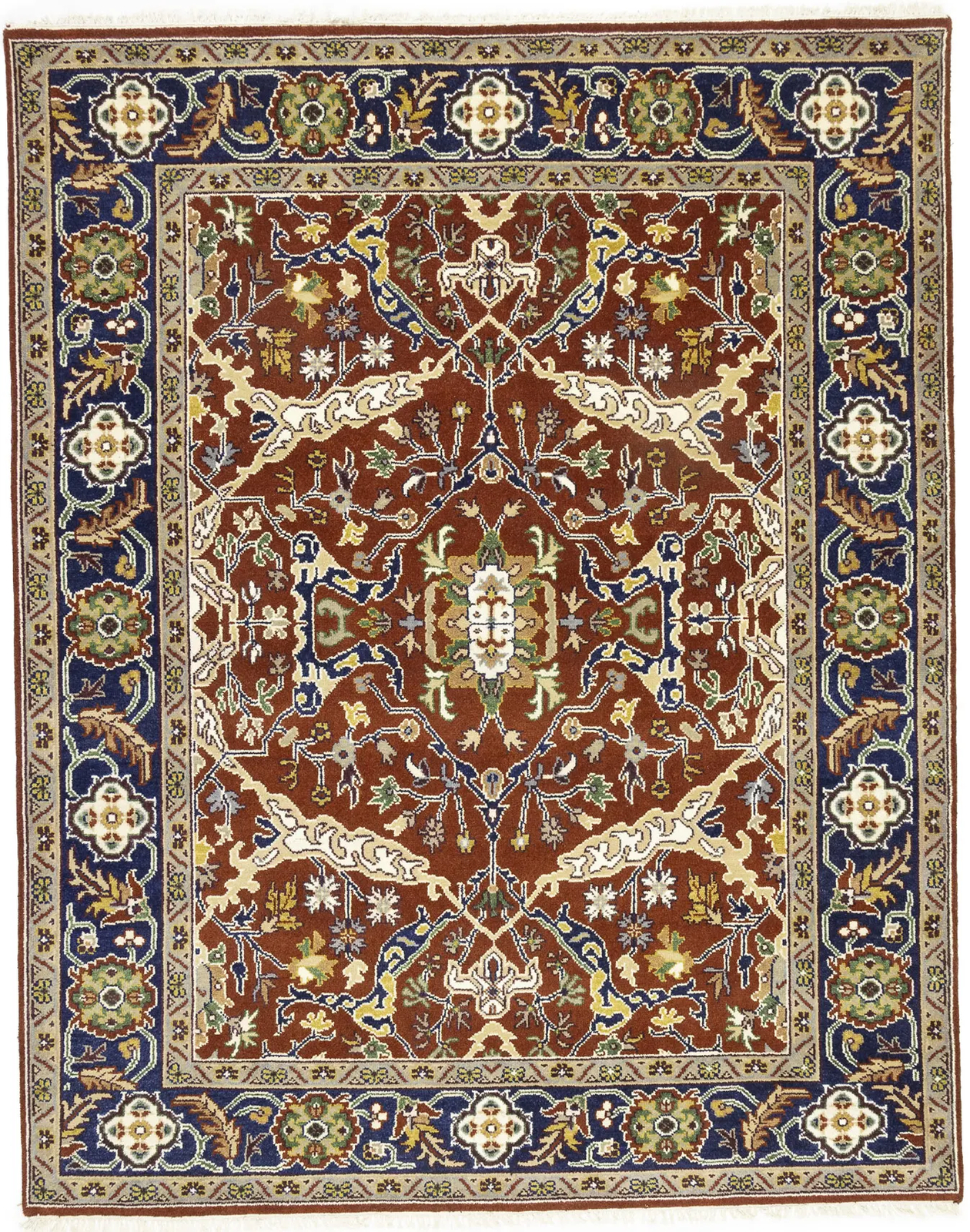 Rusty Red Oushak Chobi Oriental Rug Floral Living Room Decor Carpet 8X10 ft