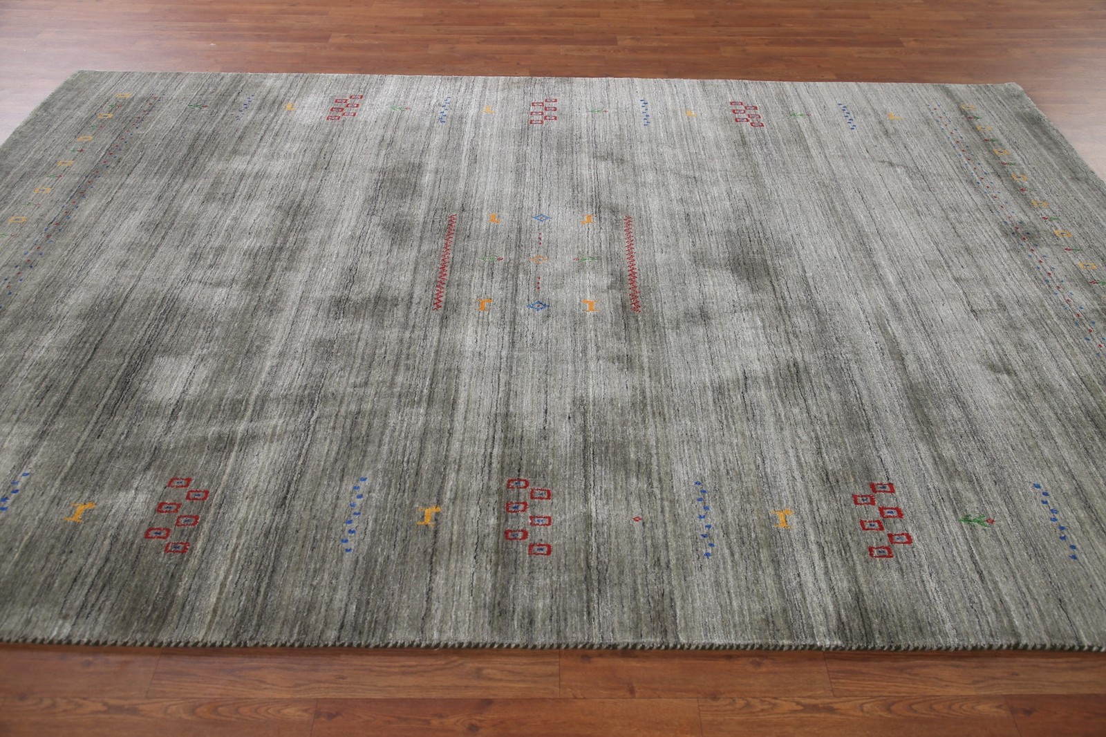 Tribal Wool Oriental Area Rug 7×10 Gray Hand-made Living Room Bordered Nomad Rug