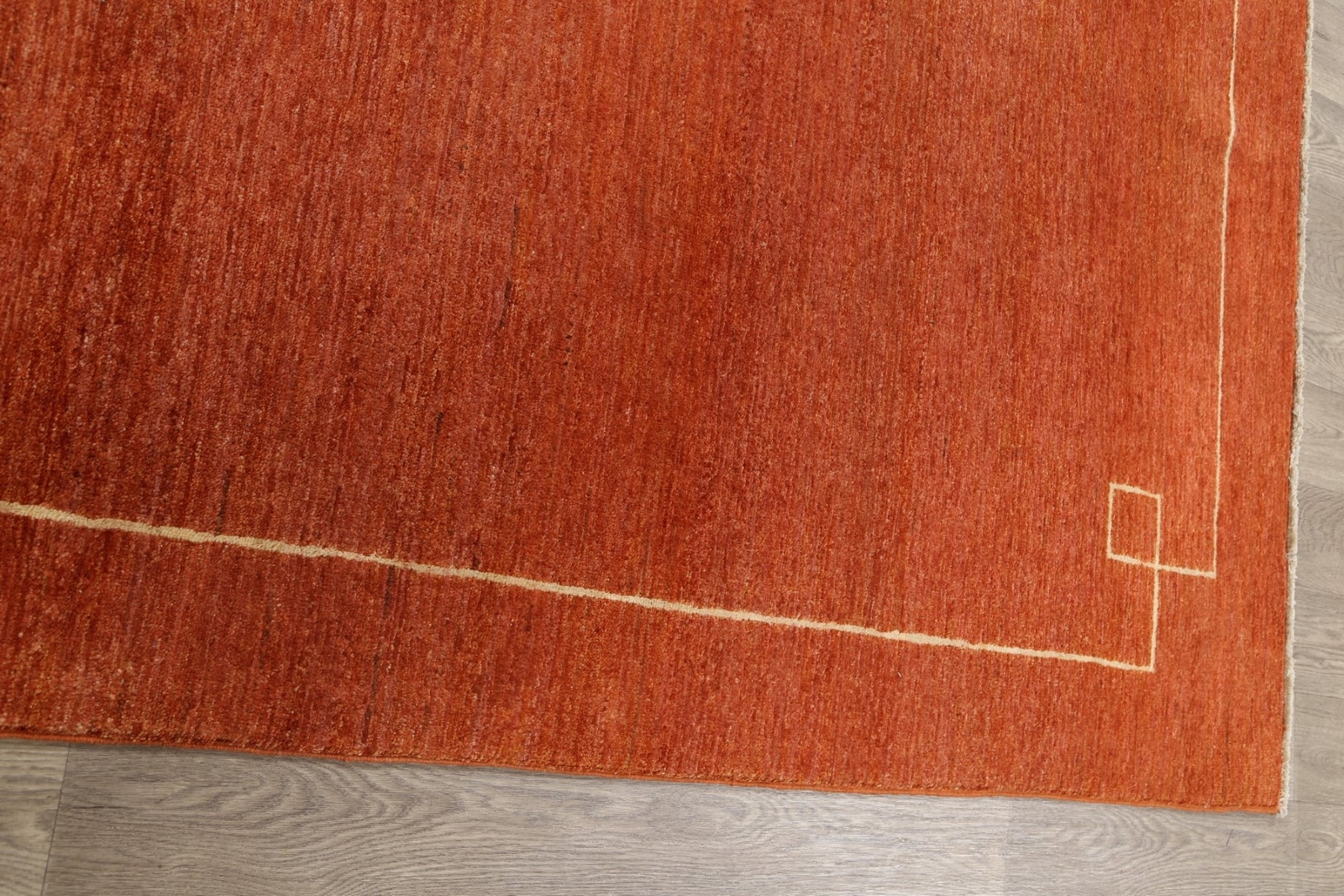 Contemporary Orange Gabbeh Bordered Oriental Area Rug Handmade Wool Carpet 6’x8′