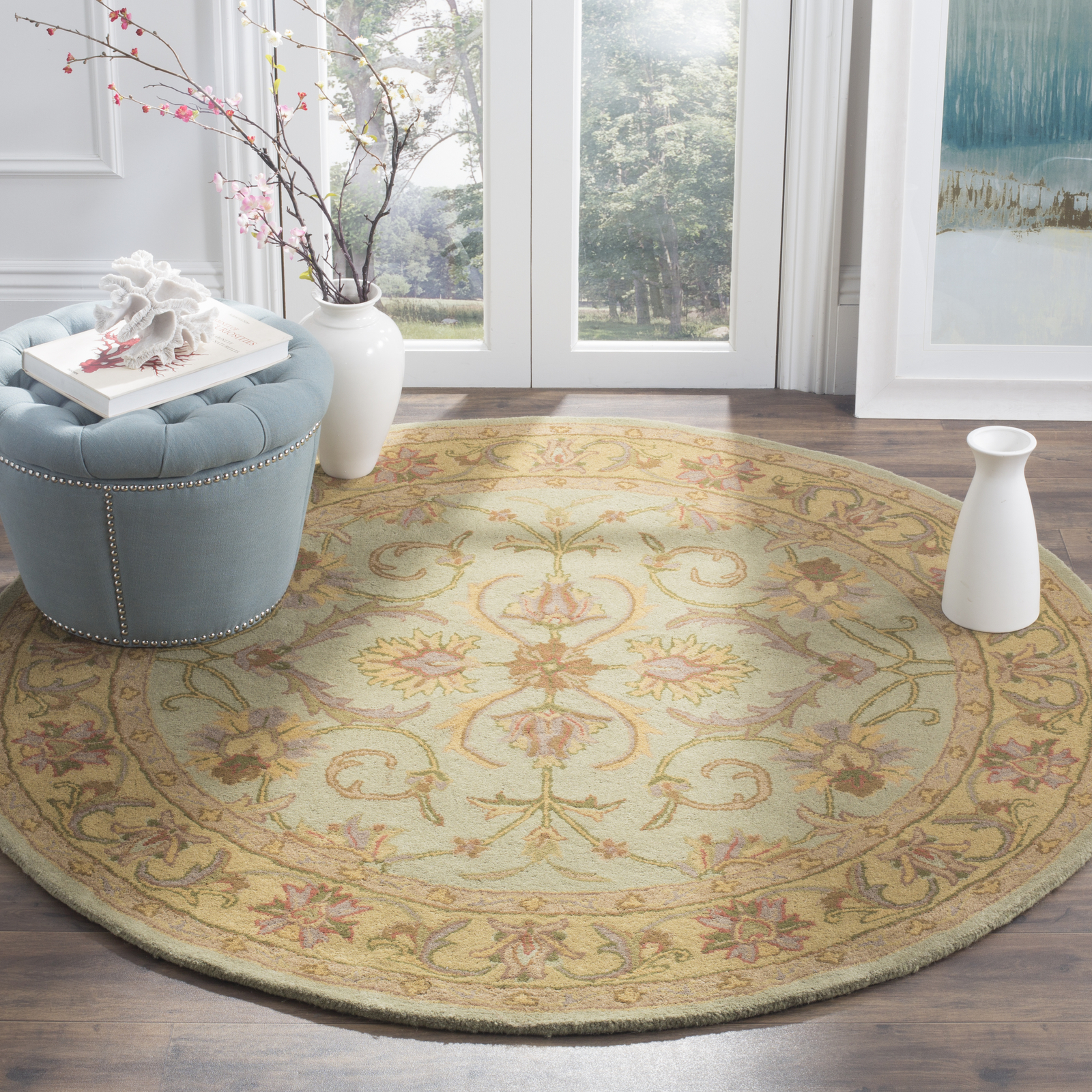 Safavieh Heritage GREEN / GOLD 6′ X 6′ Round Area Rug – HG811A-6R