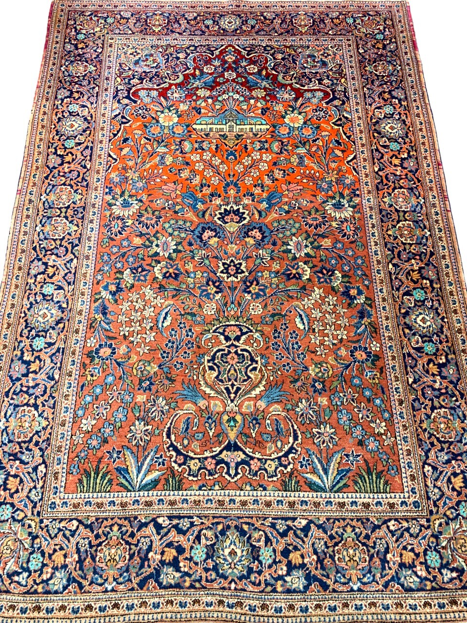 Collector Item – 4’5″ x 6’8” Antique Hand-Knotted 100% Wool Kashane Rug